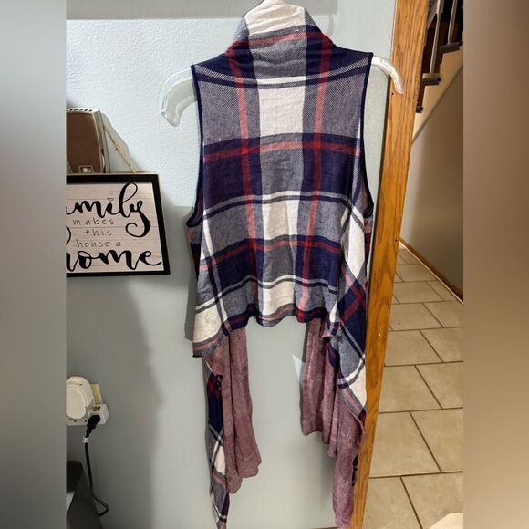 Como Black Plaid Open Sleeveless Shall Size Large - Picture 5 of 7